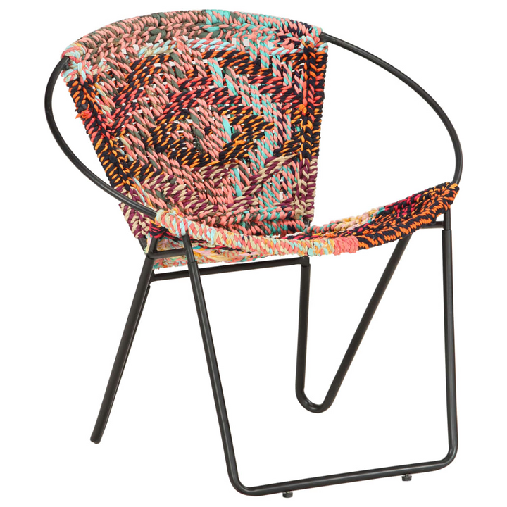 Chindi Circle Chair - Handwoven Multi-colour Cotton Upholstery with Ergonomic Design, Steel Frame - Premium  from Home Treasures - Just £159.99! Shop now at Home Treasures