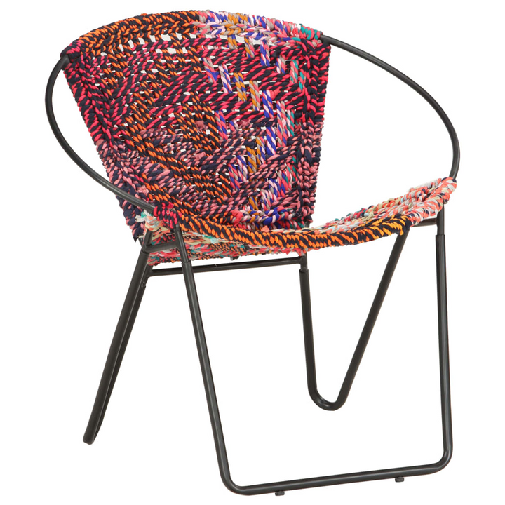 Chindi Circle Chair - Handwoven Multi-colour Cotton Upholstery with Ergonomic Design, Steel Frame - Premium  from Home Treasures - Just £159.99! Shop now at Home Treasures