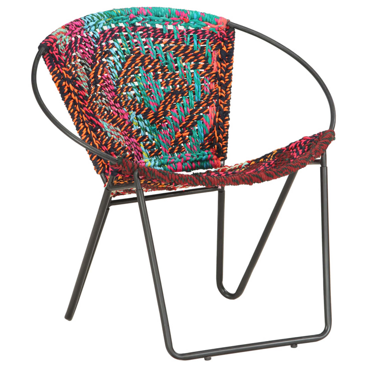 Chindi Circle Chair - Handwoven Multi-colour Cotton Upholstery with Ergonomic Design, Steel Frame - Premium  from Home Treasures - Just £159.99! Shop now at Home Treasures