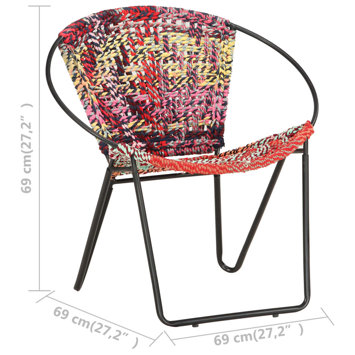 Chindi Circle Chair - Handwoven Multi-colour Cotton Upholstery with Ergonomic Design, Steel Frame - Premium  from Home Treasures - Just £159.99! Shop now at Home Treasures