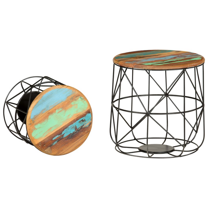 Reclaimed Wood Coffee Tables, Set of 2 - Vintage Style, Solid Wood & Iron Mesh, Unique Design - Premium  from Home Treasures - Just £103.99! Shop now at Home Treasures