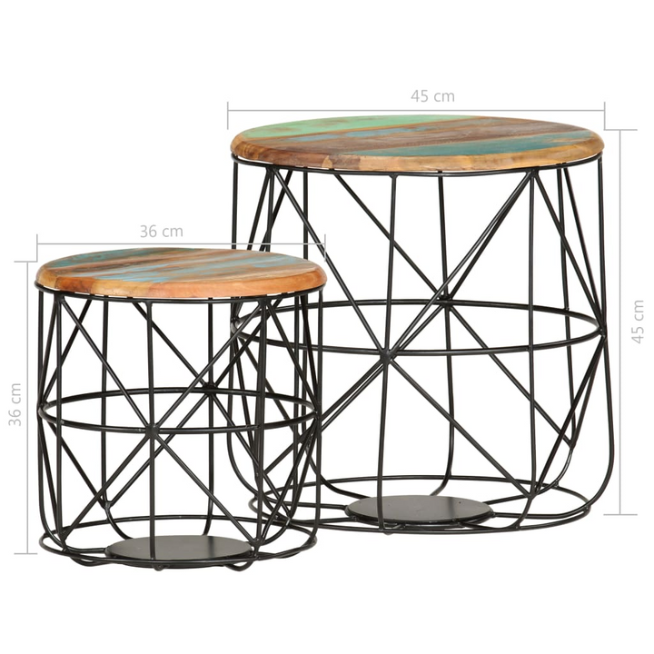 Reclaimed Wood Coffee Tables, Set of 2 - Vintage Style, Solid Wood & Iron Mesh, Unique Design - Premium  from Home Treasures - Just £103.99! Shop now at Home Treasures