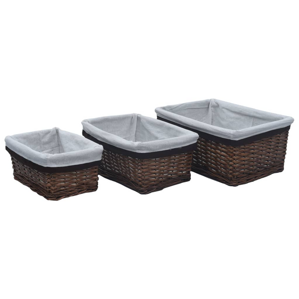 3 Piece Brown Willow Nesting Basket Set - Rustic & Versatile Storage Solution - Premium  from Home Treasures - Just £35.99! Shop now at Home Treasures