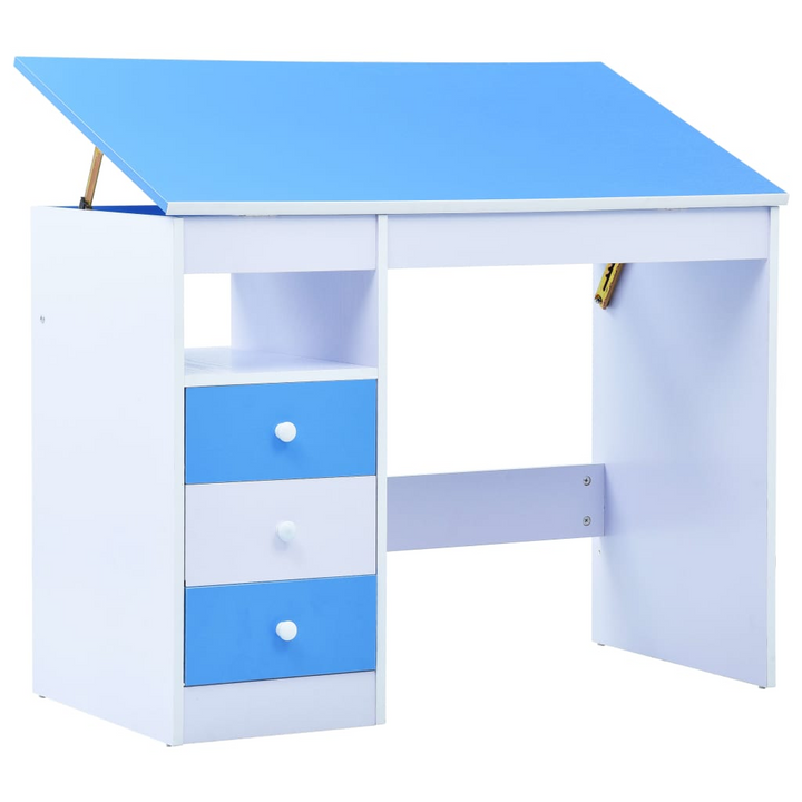 Children's Tiltable Drawing and Study Desk - Blue and White, Adjustable Height, 100 x 55 x 73-87 cm - Ideal for Kids' Study and Play - Premium  from Home Treasures - Just £139.99! Shop now at Home Treasures