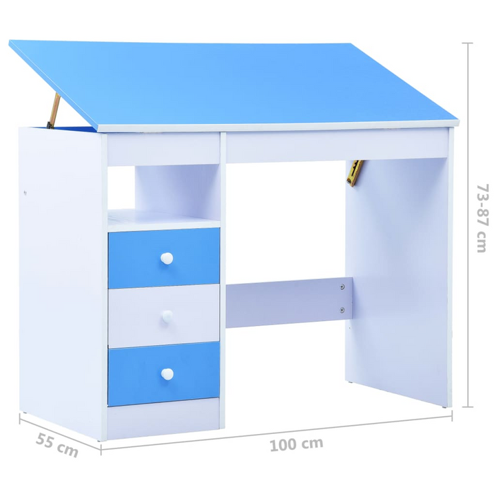 Children's Tiltable Drawing and Study Desk - Blue and White, Adjustable Height, 100 x 55 x 73-87 cm - Ideal for Kids' Study and Play - Premium  from Home Treasures - Just £139.99! Shop now at Home Treasures