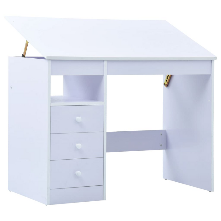 Adjustable Children's Tiltable Drawing and Study Desk - White (100 x 55 x 73-87 cm) with Storage Drawers and Shelf - Premium  from Home Treasures - Just £141.99! Shop now at Home Treasures