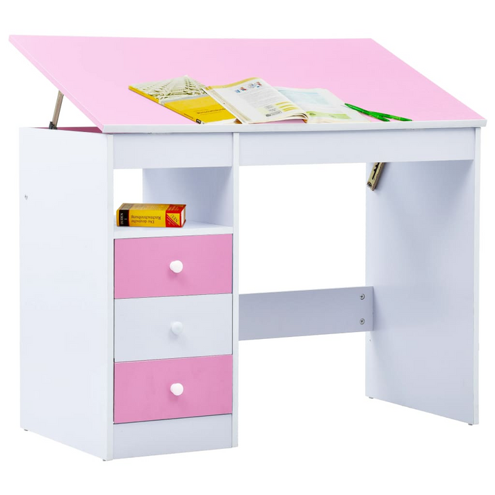 Adjustable Children's Drawing and Study Desk - Pink & White, 100 x 55 x (73-87) cm | Perfect for Study, Reading, and Art - Premium  from Home Treasures - Just £138.99! Shop now at Home Treasures