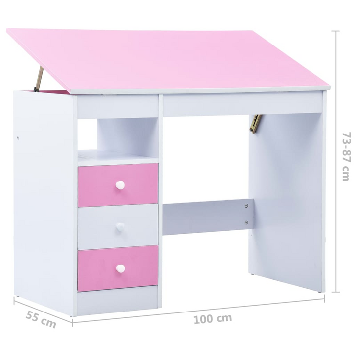 Adjustable Children's Drawing and Study Desk - Pink & White, 100 x 55 x (73-87) cm | Perfect for Study, Reading, and Art - Premium  from Home Treasures - Just £138.99! Shop now at Home Treasures