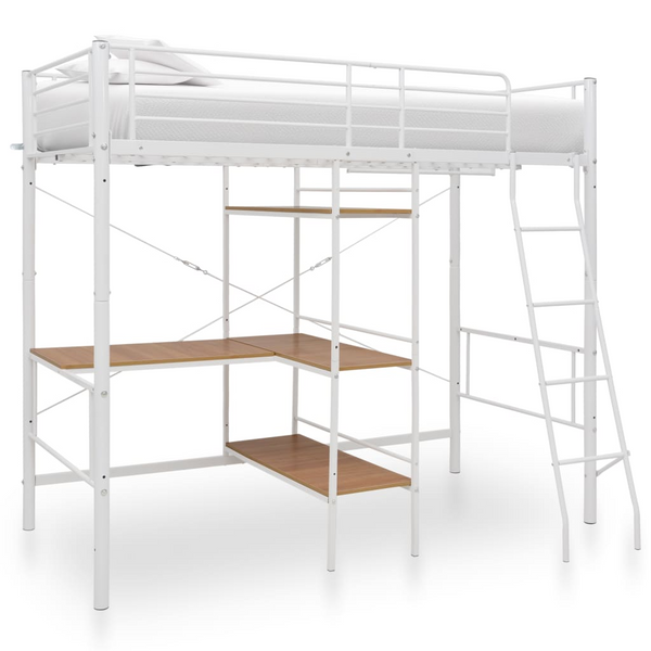 White Metal Bunk Bed with Table - Space-Saving 90x200 cm Design, Perfect for Kids (Mattress Not Included) - Premium  from Home Treasures - Just £351.99! Shop now at Home Treasures