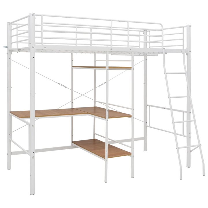 White Metal Bunk Bed with Table - Space-Saving 90x200 cm Design, Perfect for Kids (Mattress Not Included) - Premium  from Home Treasures - Just £341.99! Shop now at Home Treasures