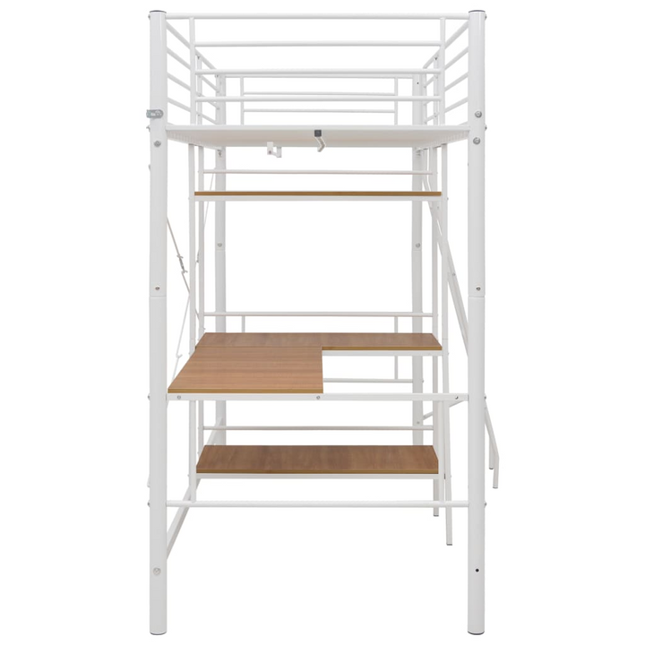 White Metal Bunk Bed with Table - Space-Saving 90x200 cm Design, Perfect for Kids (Mattress Not Included) - Premium  from Home Treasures - Just £341.99! Shop now at Home Treasures