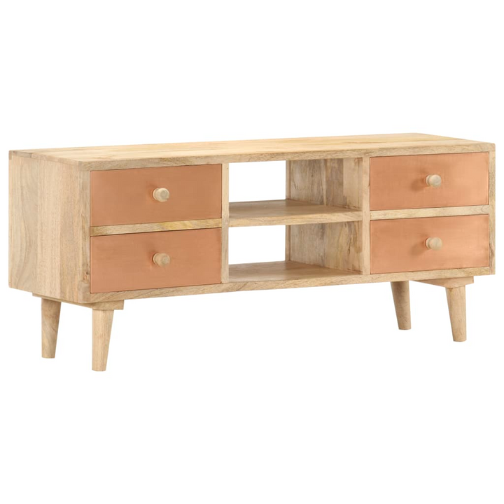 Rustic Solid Mango Wood TV Cabinet – 110 x 30 x 45 cm | Handcrafted Entertainment Center with 4 Drawers - Premium  from Home Treasures - Just £178.99! Shop now at Home Treasures