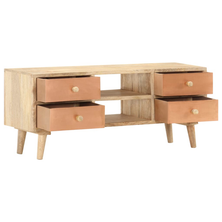 Rustic Solid Mango Wood TV Cabinet – 110 x 30 x 45 cm | Handcrafted Entertainment Center with 4 Drawers - Premium  from Home Treasures - Just £178.99! Shop now at Home Treasures