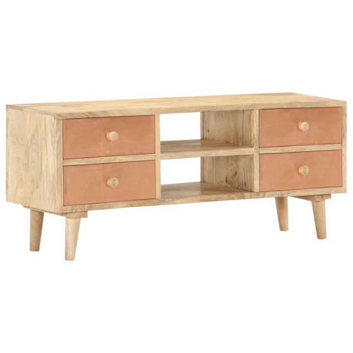 Rustic Solid Mango Wood TV Cabinet – 110 x 30 x 45 cm | Handcrafted Entertainment Center with 4 Drawers - Premium  from Home Treasures - Just £178.99! Shop now at Home Treasures