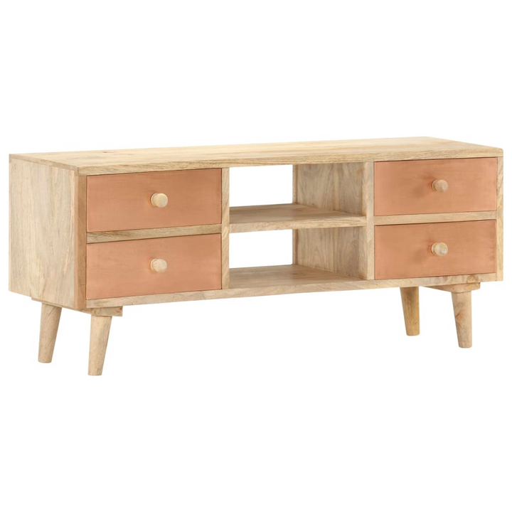 Rustic Solid Mango Wood TV Cabinet – 110 x 30 x 45 cm | Handcrafted Entertainment Center with 4 Drawers - Premium  from Home Treasures - Just £178.99! Shop now at Home Treasures