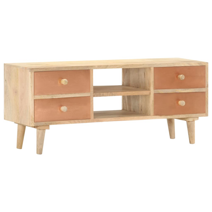 Rustic Solid Mango Wood TV Cabinet – 110 x 30 x 45 cm | Handcrafted Entertainment Center with 4 Drawers - Premium  from Home Treasures - Just £178.99! Shop now at Home Treasures