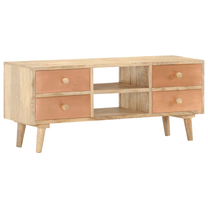 Rustic Solid Mango Wood TV Cabinet – 110 x 30 x 45 cm | Handcrafted Entertainment Center with 4 Drawers - Premium  from Home Treasures - Just £178.99! Shop now at Home Treasures