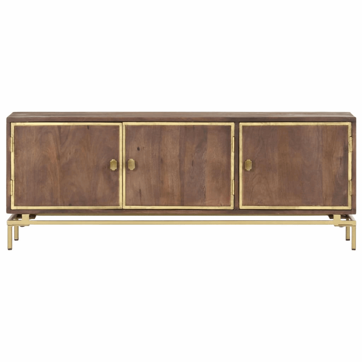 Elegant Antique Styled Solid Mango Wood TV Cabinet - 120 x 30 x 46 cm | Rustic Media Console with Brass Accents - Premium  from Home Treasures - Just £214.99! Shop now at Home Treasures