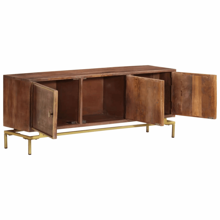 Elegant Antique Styled Solid Mango Wood TV Cabinet - 120 x 30 x 46 cm | Rustic Media Console with Brass Accents - Premium  from Home Treasures - Just £214.99! Shop now at Home Treasures