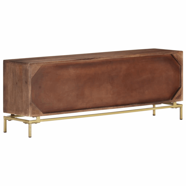 Elegant Antique Styled Solid Mango Wood TV Cabinet - 120 x 30 x 46 cm | Rustic Media Console with Brass Accents - Premium  from Home Treasures - Just £214.99! Shop now at Home Treasures