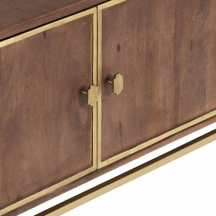 Elegant Antique Styled Solid Mango Wood TV Cabinet - 120 x 30 x 46 cm | Rustic Media Console with Brass Accents - Premium  from Home Treasures - Just £214.99! Shop now at Home Treasures