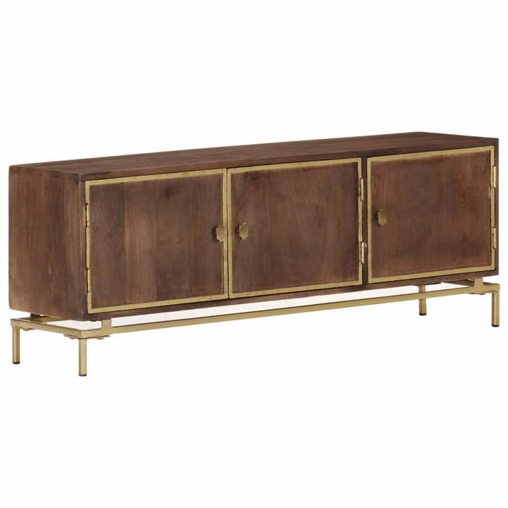 Elegant Antique Styled Solid Mango Wood TV Cabinet - 120 x 30 x 46 cm | Rustic Media Console with Brass Accents - Premium  from Home Treasures - Just £214.99! Shop now at Home Treasures