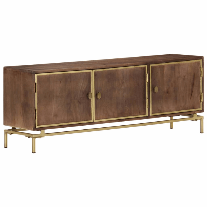 Elegant Antique Styled Solid Mango Wood TV Cabinet - 120 x 30 x 46 cm | Rustic Media Console with Brass Accents - Premium  from Home Treasures - Just £214.99! Shop now at Home Treasures