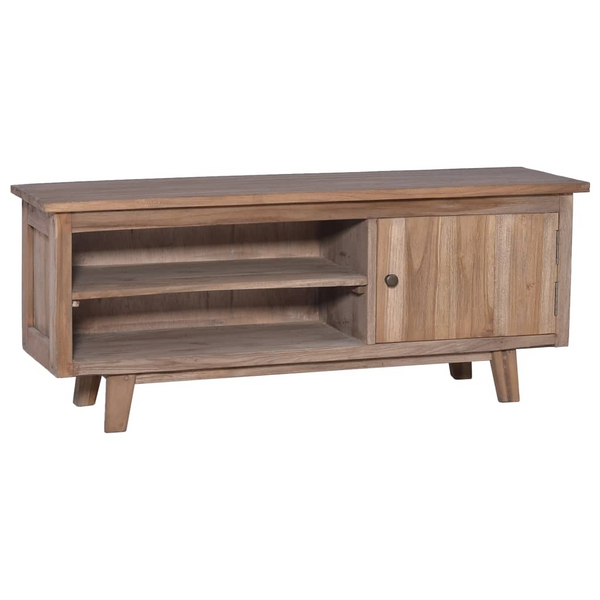 Handcrafted Solid Teak TV Cabinet - Rustic Colonial-Style Entertainment Center with Natural Finish and Storage - Premium  from Home Treasures - Just £148.99! Shop now at Home Treasures