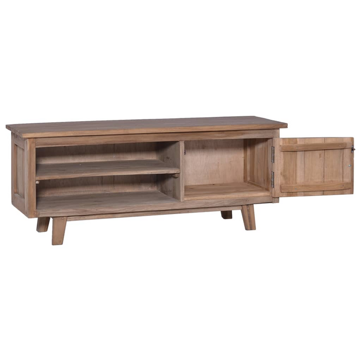 Handcrafted Solid Teak TV Cabinet - Rustic Colonial-Style Entertainment Center with Natural Finish and Storage - Premium  from Home Treasures - Just £148.99! Shop now at Home Treasures