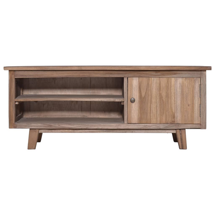 Handcrafted Solid Teak TV Cabinet - Rustic Colonial-Style Entertainment Center with Natural Finish and Storage - Premium  from Home Treasures - Just £148.99! Shop now at Home Treasures