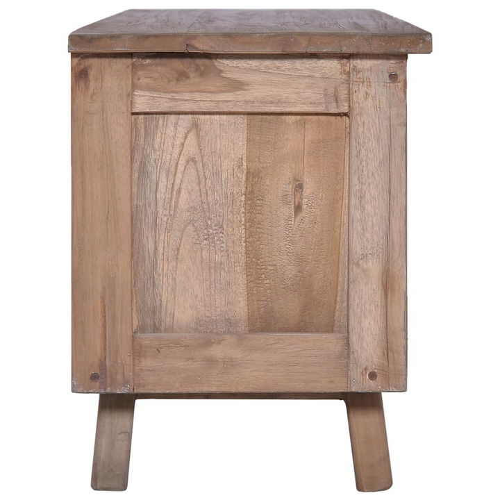 Handcrafted Solid Teak TV Cabinet - Rustic Colonial-Style Entertainment Center with Natural Finish and Storage - Premium  from Home Treasures - Just £148.99! Shop now at Home Treasures