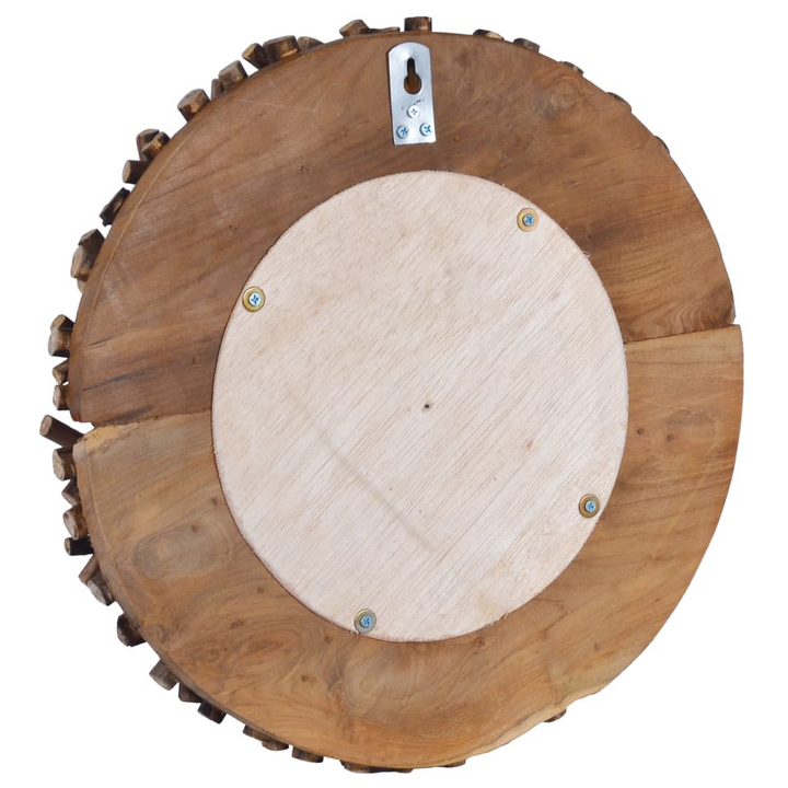 Rustic Round Wall Mirror with Handwoven Teak Frame - 40cm Diameter | Perfect for Bathroom, Living Room, and More - Premium  from Home Treasures - Just £54.99! Shop now at Home Treasures