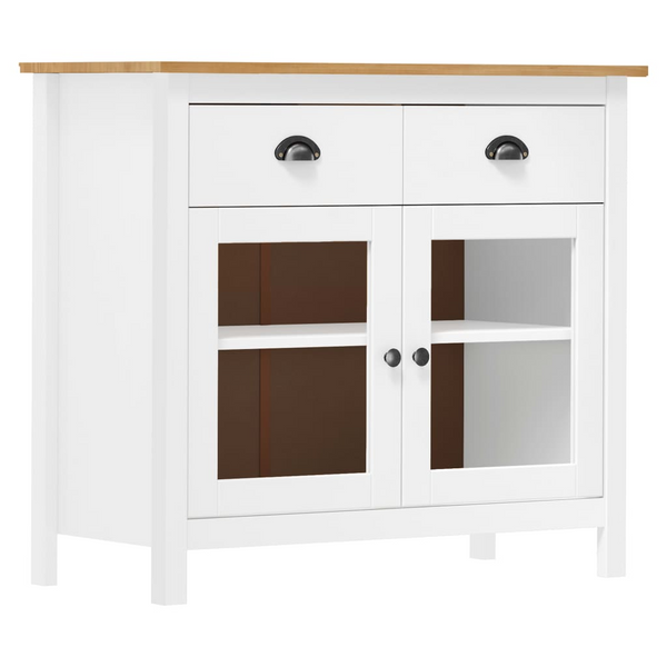 HILL Sideboard - Elegant White & Honey Brown | Solid Pine Wood | 90x40x80 cm - Premium Storage Solution - Premium  from Home Treasures - Just £137.99! Shop now at Home Treasures