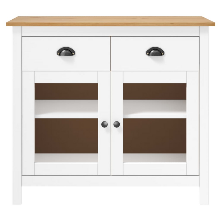 HILL Sideboard - Elegant White & Honey Brown | Solid Pine Wood | 90x40x80 cm - Premium Storage Solution - Premium  from Home Treasures - Just £137.99! Shop now at Home Treasures