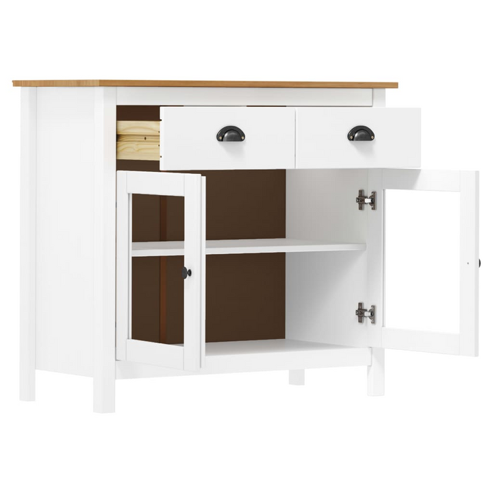 HILL Sideboard - Elegant White & Honey Brown | Solid Pine Wood | 90x40x80 cm - Premium Storage Solution - Premium  from Home Treasures - Just £137.99! Shop now at Home Treasures