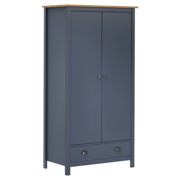 HILL 2-Door Wardrobe in Grey - Solid Pine Wood, 89x50x170 cm - Stylish & Durable Storage Solution - Premium  from Home Treasures - Just £523.99! Shop now at Home Treasures