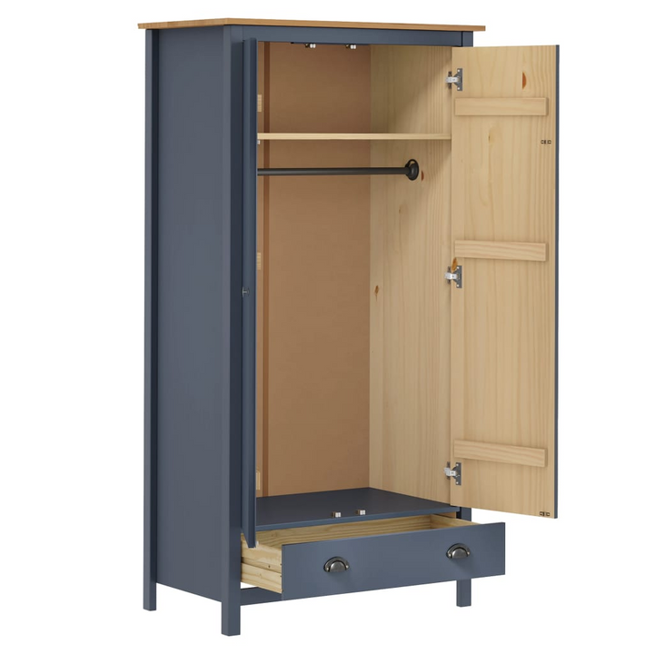 HILL 2-Door Wardrobe in Grey - Solid Pine Wood, 89x50x170 cm - Stylish & Durable Storage Solution - Premium  from Home Treasures - Just £523.99! Shop now at Home Treasures