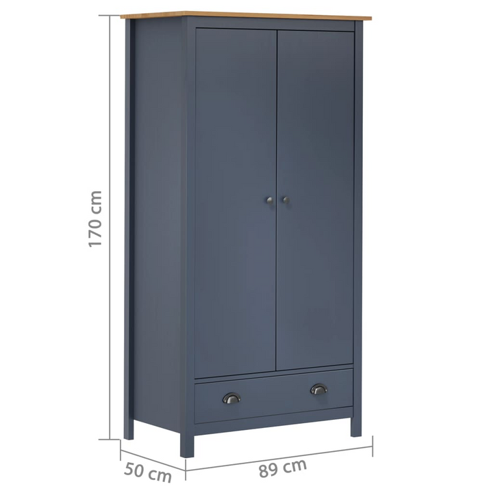 HILL 2-Door Wardrobe in Grey - Solid Pine Wood, 89x50x170 cm - Stylish & Durable Storage Solution - Premium  from Home Treasures - Just £523.99! Shop now at Home Treasures