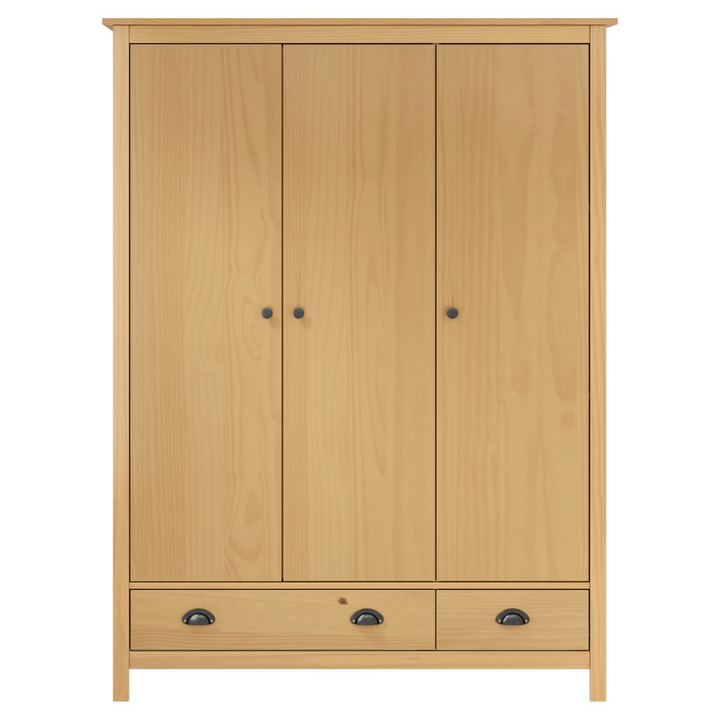 Solid Pine Three Door Wardrobe - Hill Collection, Spacious Storage with Drawers and Shelves, Honey Brown Finish - 127 x 50 x 170cm - Premium  from Home Treasures - Just £518.99! Shop now at Home Treasures