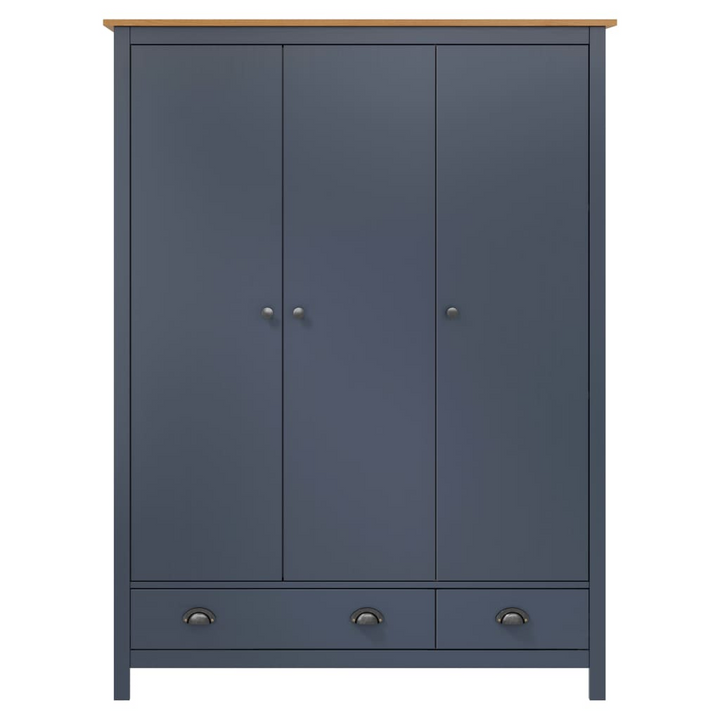 Solid Pine Hill Three Door Wardrobe in Elegant Grey - Spacious Storage with Drawers & Shelves, 127 x 50 x 170cm - Premium  from Home Treasures - Just £476.99! Shop now at Home Treasures