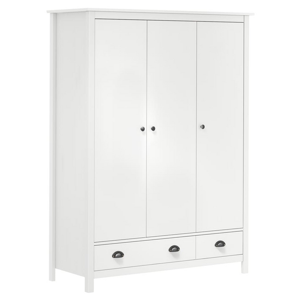 Solid Pine Hill Three Door Wardrobe in White - 127 x 50 x 170 cm - Modern & Spacious Storage Solution - Premium  from Home Treasures - Just £841.99! Shop now at Home Treasures