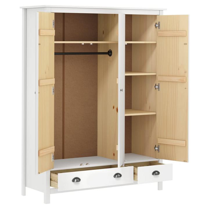 Solid Pine Hill Three Door Wardrobe in White - 127 x 50 x 170 cm - Modern & Spacious Storage Solution - Premium  from Home Treasures - Just £841.99! Shop now at Home Treasures