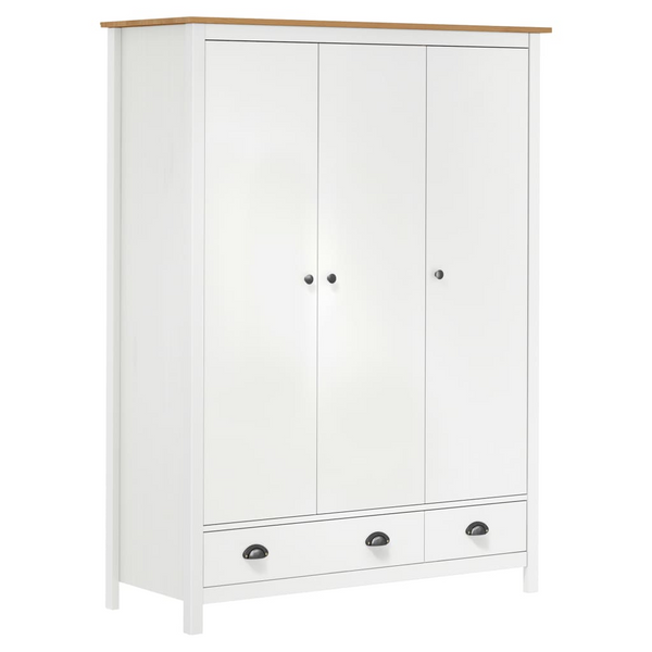 Elegant HILL Solid Pine 3-Door Wardrobe in White | Spacious Storage 127x50x170cm - Premium  from Home Treasures - Just £778.99! Shop now at Home Treasures