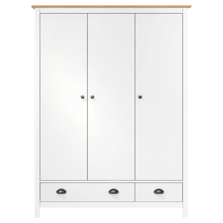 Elegant HILL Solid Pine 3-Door Wardrobe in White | Spacious Storage 127x50x170cm - Premium  from Home Treasures - Just £778.99! Shop now at Home Treasures