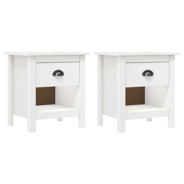 HILL Set of 2 Solid Pine Wood Bedside Cabinets with Drawer and Shelf - White, 46x35x49.5 cm - Stylish & Durable Nightstands - Premium  from Home Treasures - Just £87.99! Shop now at Home Treasures