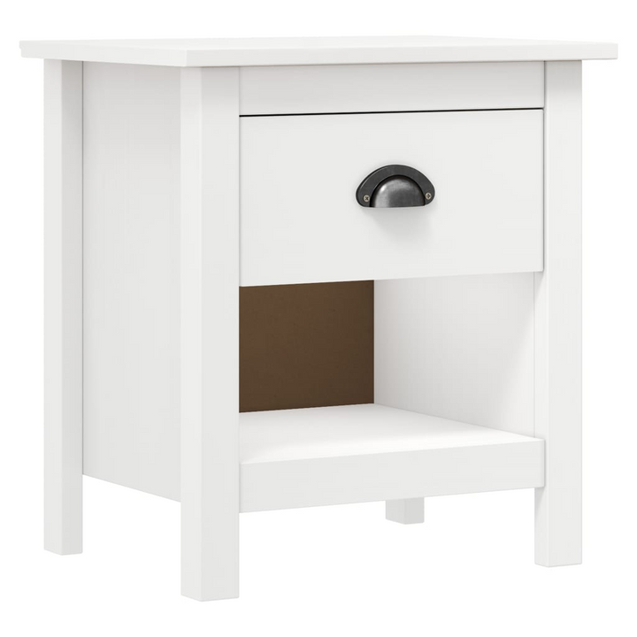 HILL Set of 2 Solid Pine Wood Bedside Cabinets with Drawer and Shelf - White, 46x35x49.5 cm - Stylish & Durable Nightstands - Premium  from Home Treasures - Just £87.99! Shop now at Home Treasures