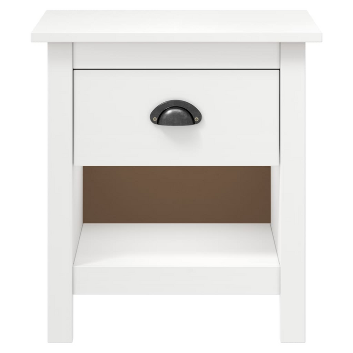 HILL Set of 2 Solid Pine Wood Bedside Cabinets with Drawer and Shelf - White, 46x35x49.5 cm - Stylish & Durable Nightstands - Premium  from Home Treasures - Just £87.99! Shop now at Home Treasures