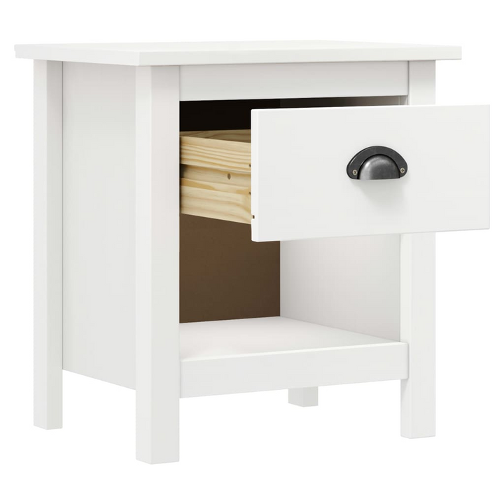 HILL Set of 2 Solid Pine Wood Bedside Cabinets with Drawer and Shelf - White, 46x35x49.5 cm - Stylish & Durable Nightstands - Premium  from Home Treasures - Just £87.99! Shop now at Home Treasures