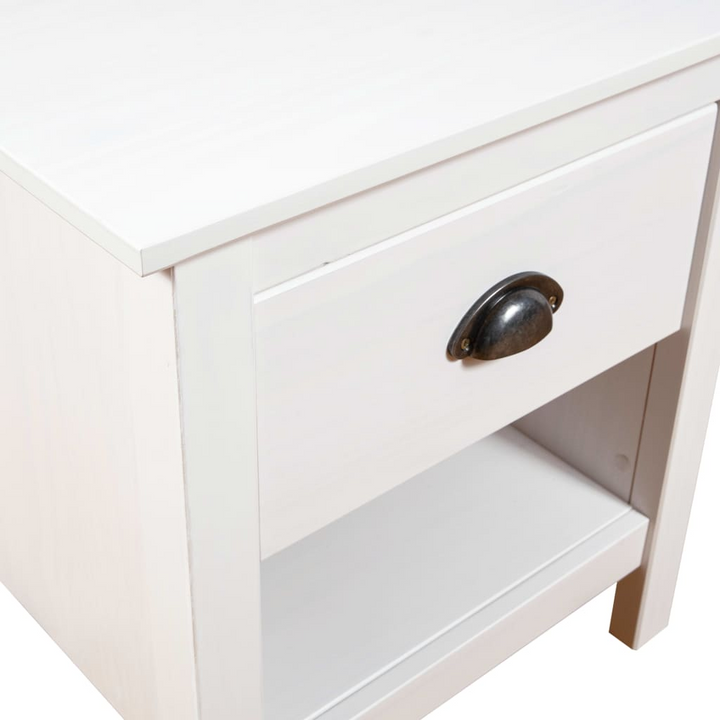 HILL Set of 2 Solid Pine Wood Bedside Cabinets with Drawer and Shelf - White, 46x35x49.5 cm - Stylish & Durable Nightstands - Premium  from Home Treasures - Just £87.99! Shop now at Home Treasures