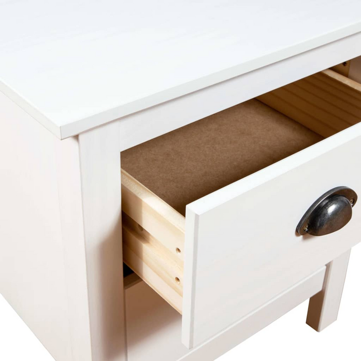 HILL Set of 2 Solid Pine Wood Bedside Cabinets with Drawer and Shelf - White, 46x35x49.5 cm - Stylish & Durable Nightstands - Premium  from Home Treasures - Just £87.99! Shop now at Home Treasures